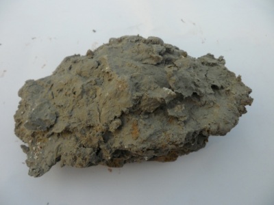 膨润土原矿呈致密且较为坚硬的块状，这说明膨润土的纯度高、杂质少